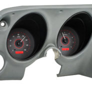 A gray 1968-1977 Corvette Dakota Digital VHX Gauges panel with two gauges on it.