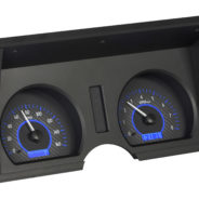 A black and blue dashboard with two 1978-1982 Corvette Dakota Digital VHX Gauges.