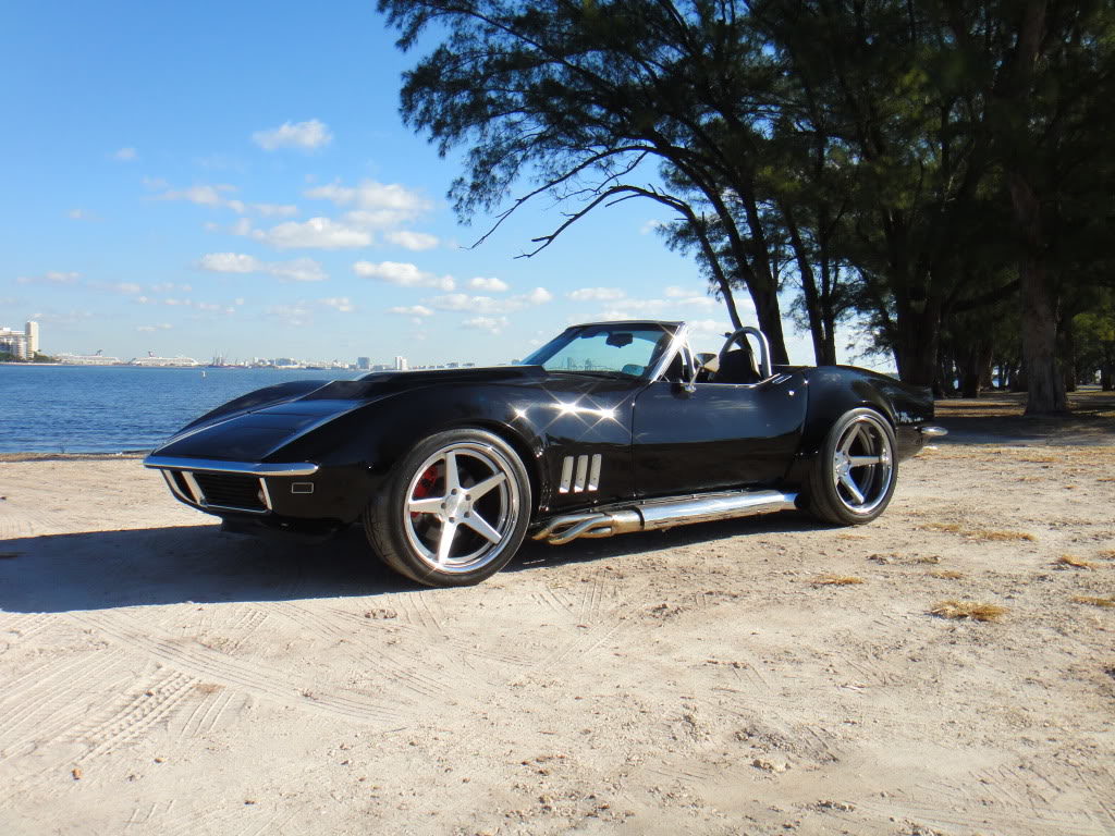 black corvette parked on a beach 6