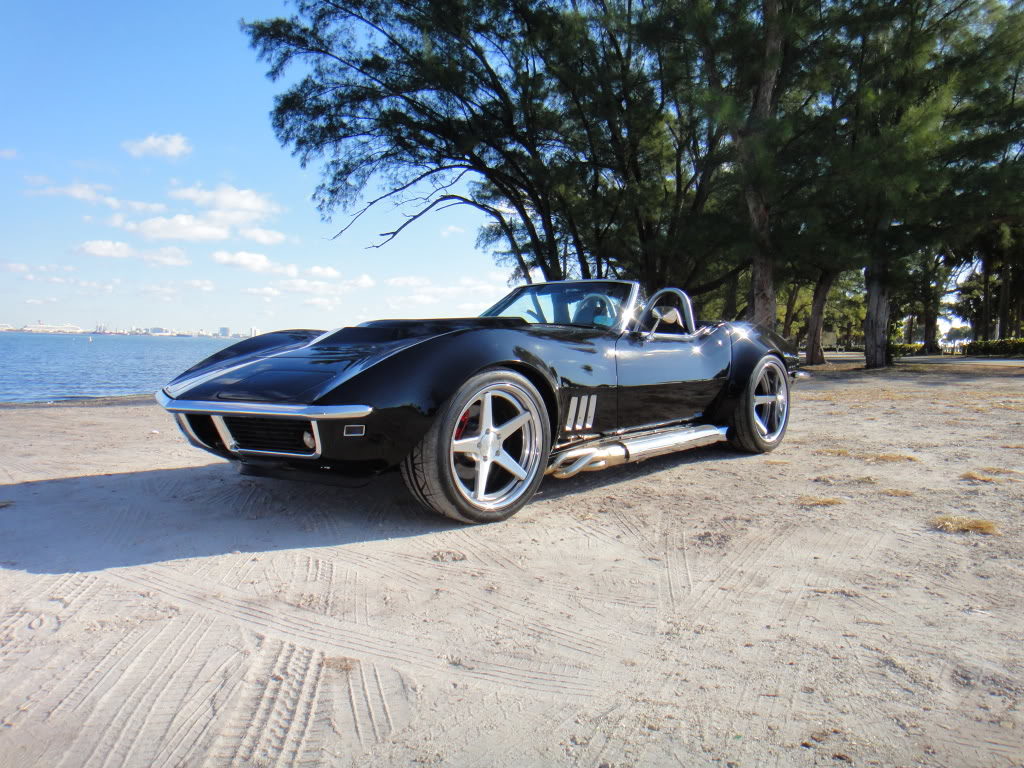 black corvette parked on a beach 5