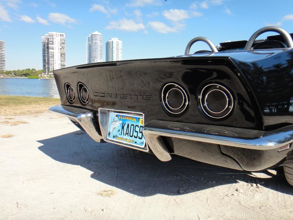 closeup black corvette rear with license plate 2