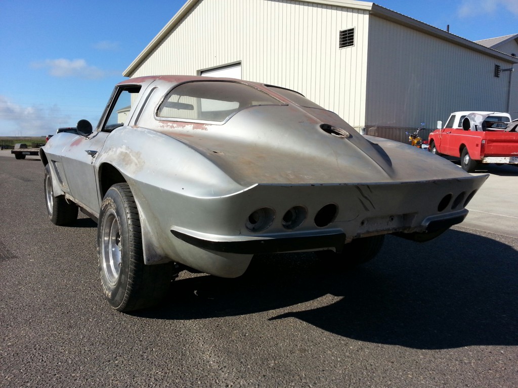 gray corvette with sloped rear