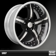 An image of a VICTORY rim with a black and chrome finish.