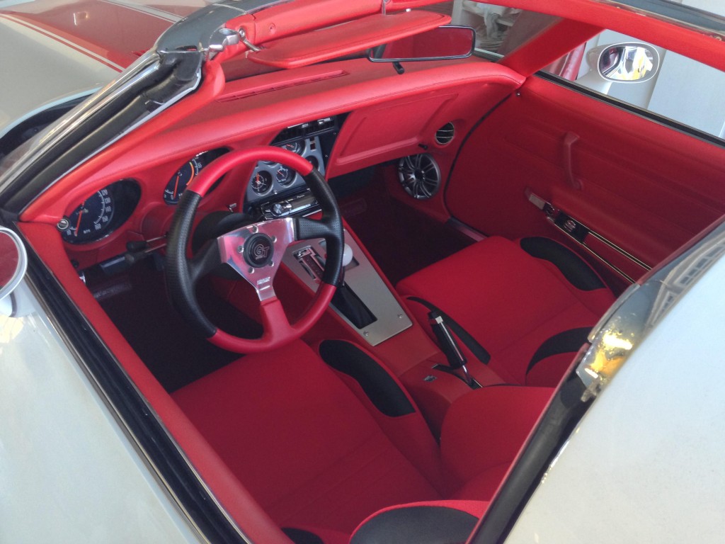 white corvette red and black interior with clutch