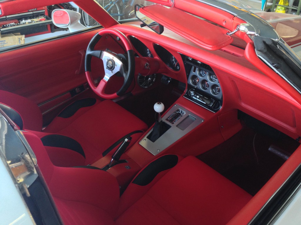 corvette with red and black interior
