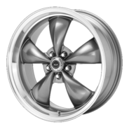 A silver AR105 Torq Thrust M wheel with a chrome rim.
