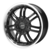 A black AR363 Haze wheel with a chrome rim.