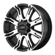 A black and white AR708 wheel with a white spoke.