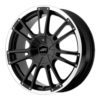 A black AR881 Speedway wheel with a chrome rim.