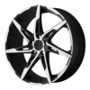 A black and white AR900 rim with chrome accents.