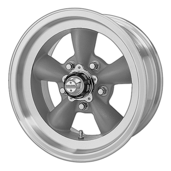 A silver wheel on a black background.