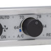 A stainless steel panel with the Three-Knob Digital Climate Controller for Vintage Air Gen IV on it.