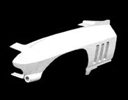 A black and white picture of a ACI 1963-1967 ONE THIRD FRONT END plastic part.