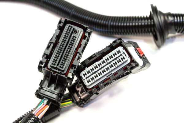 A '05 - '07 LS2 (6.0L) 58X STANDALONE WIRING HARNESS W/T56/TR6060 with two wires connected to each other.