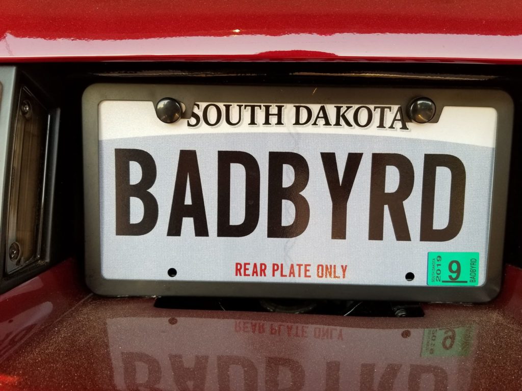 license plate badbyrd south Dakota