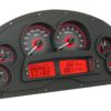 A C3 CORVETTE CUSTOM DASH (Speedvette styled) with red and black gauges.