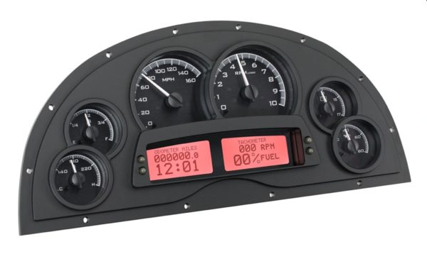 A C3 CORVETTE CUSTOM DASH (Speedvette styled) with a number of gauges on it.