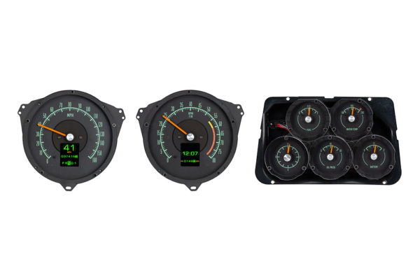 A set of gauges on a white background.