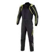 A black and yellow ALPINESTARS GP RACE V2 BOOTCUT racing suit.