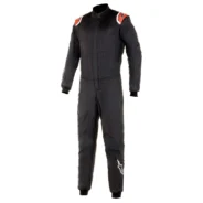 An AlpineStars Hypertech V2 jumpsuit with red and white stripes.