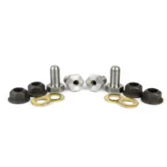 A set of FLOOR MOUNT HARDWARE FOR SEAT MOUNT bolts and washers on a white background.