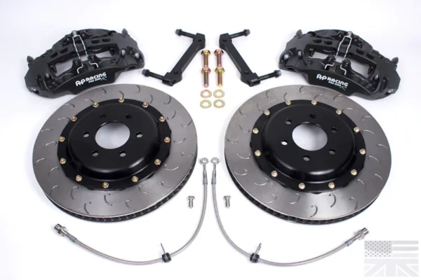 A set of AP RACING RADI-CAL COMPETITION BRAKE KIT (FRONT CP9668372MM)- C7 CORVETTE on a white background.