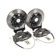 A set of AP RACING RADI-CAL COMPETITION BRAKE KIT (FRONT CP9660372MM)- C8 CORVETTE brake discs and rotors on a white background.