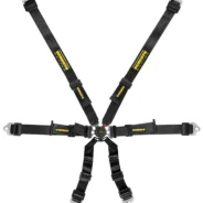 A SCHROTH FLEXI 2 X 2 RACING HARNESS with black straps and yellow text.