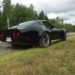 sleek black corvette parked near grass